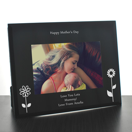 Personalised Mother's Day Black Glass Frame
